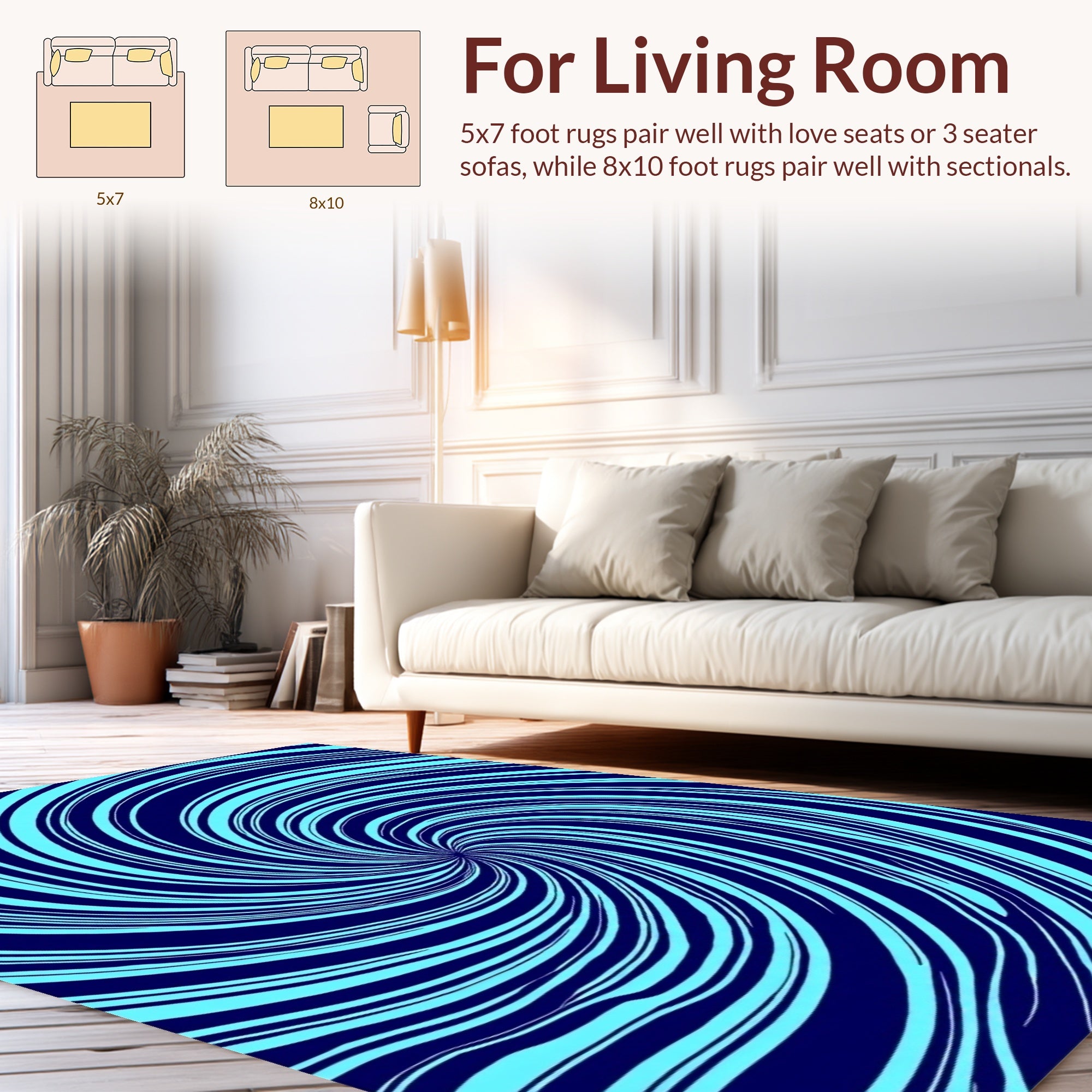 Swirling Infinite Spiral Pattern Rug