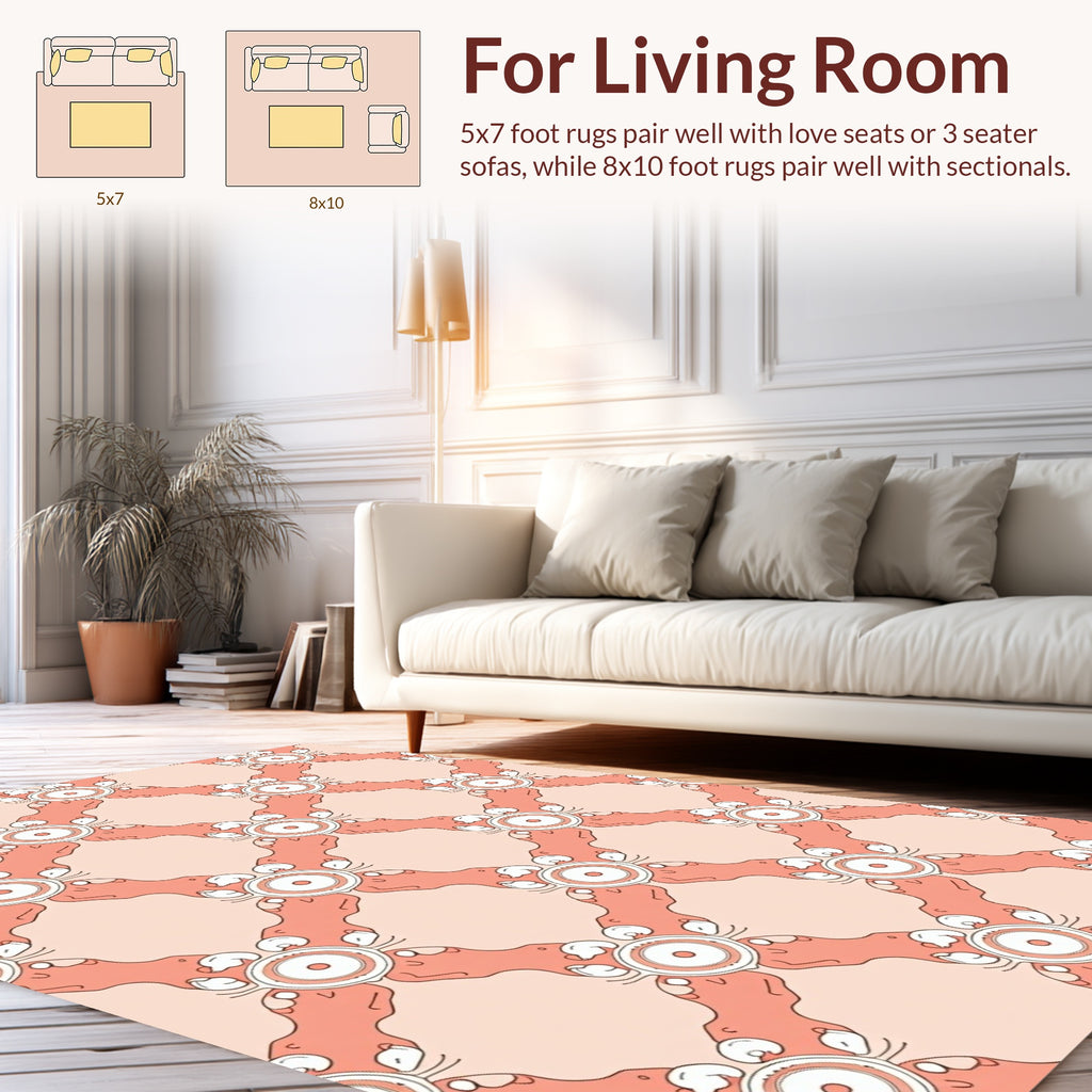 Orange Abstract Floral Pattern Rug