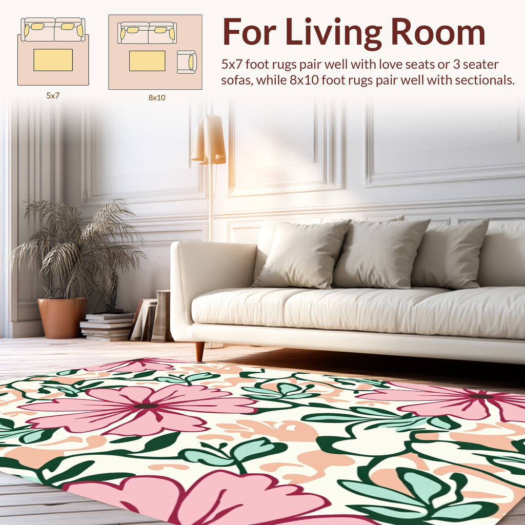Pink Floral Vine Pattern Rug