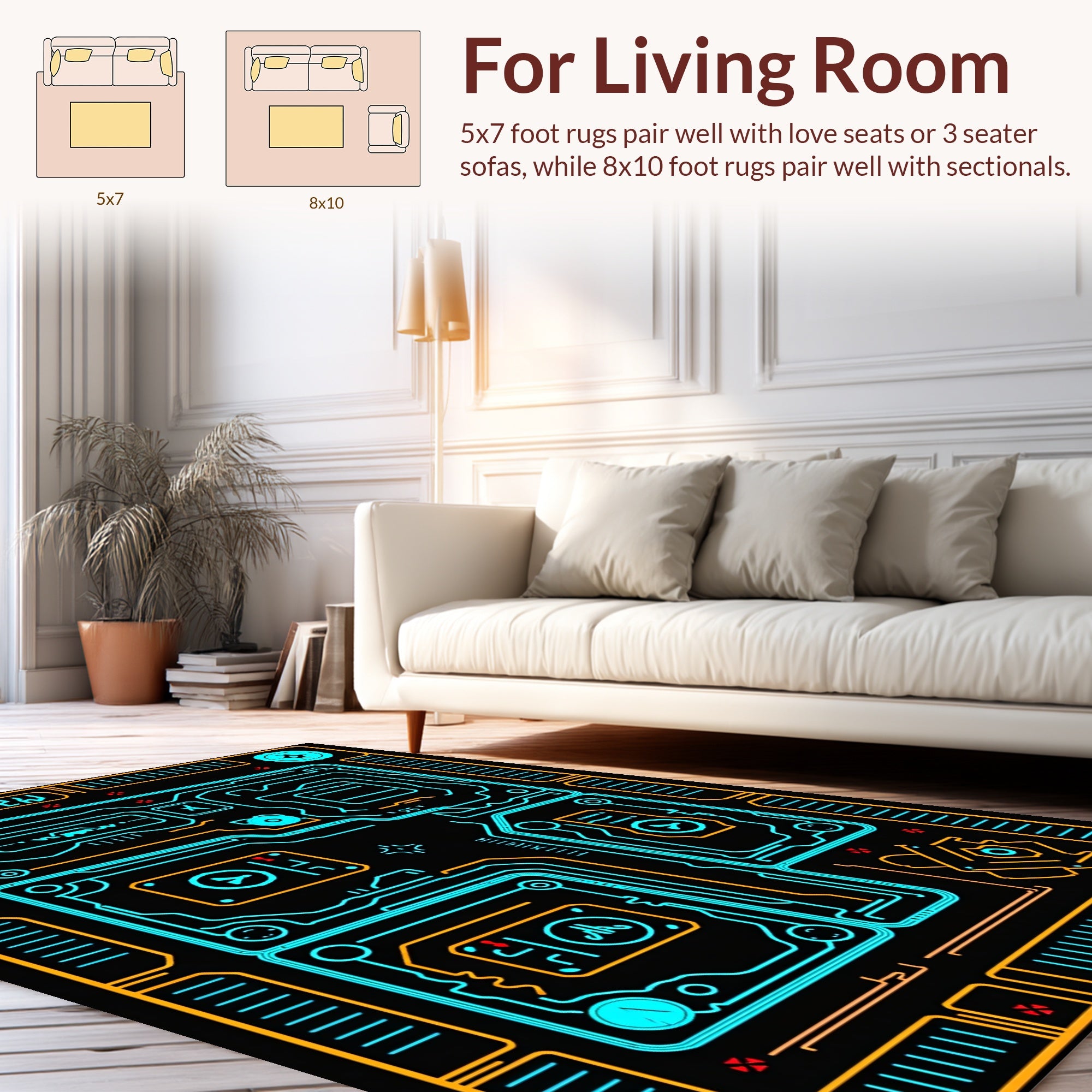 Futuristic Circuit Board Design Rug