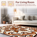 Orange Swirl Floral Mandala Pattern Rug