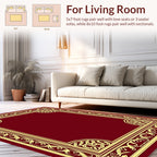 Elegant Red Gold Filigree Pattern Rug