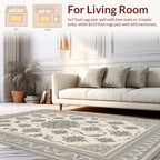 Ornate Floral Scrollwork Detailed Frame Rug