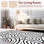 Abstract Swirl Black White Pattern Rug