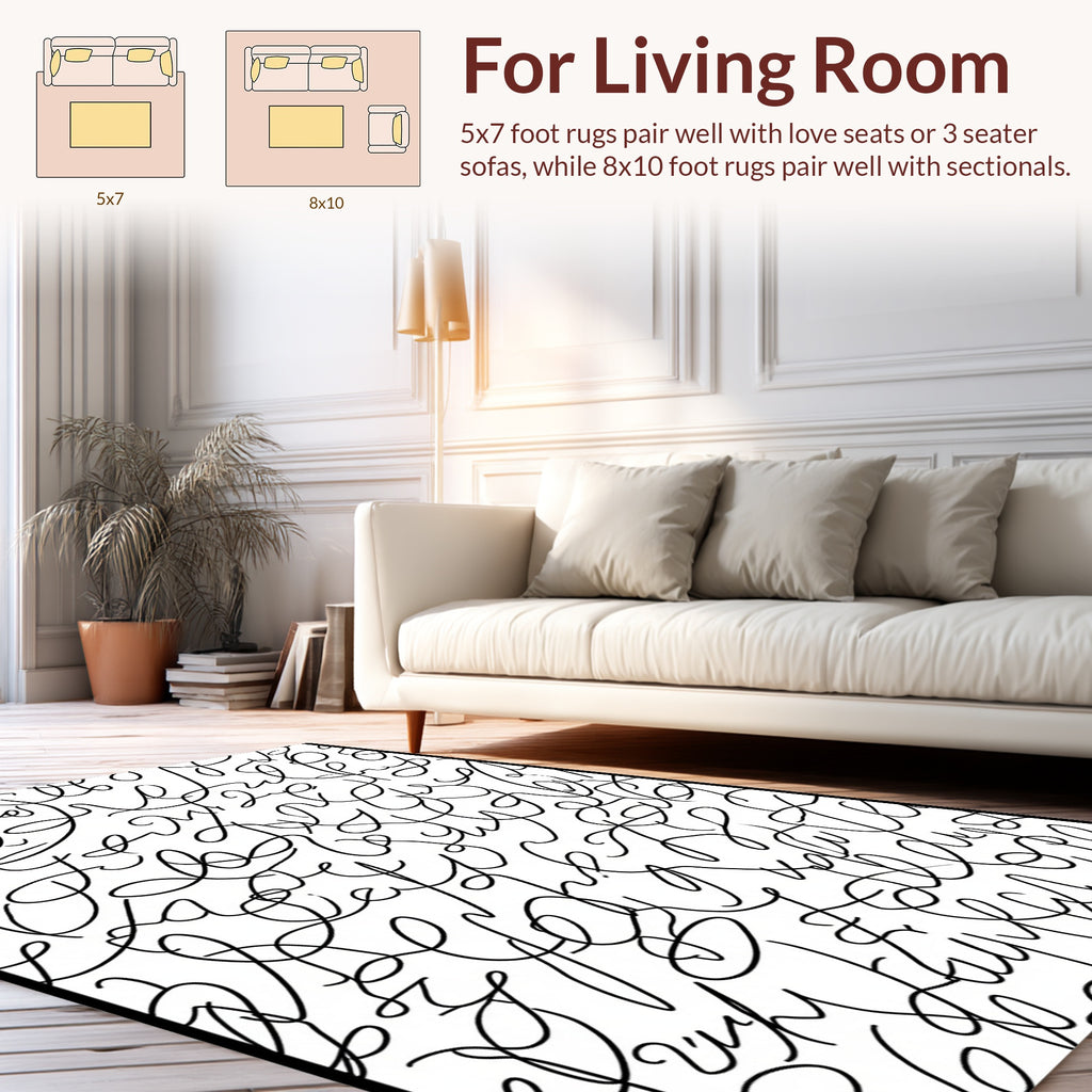 Abstract Script Pattern Design Rug