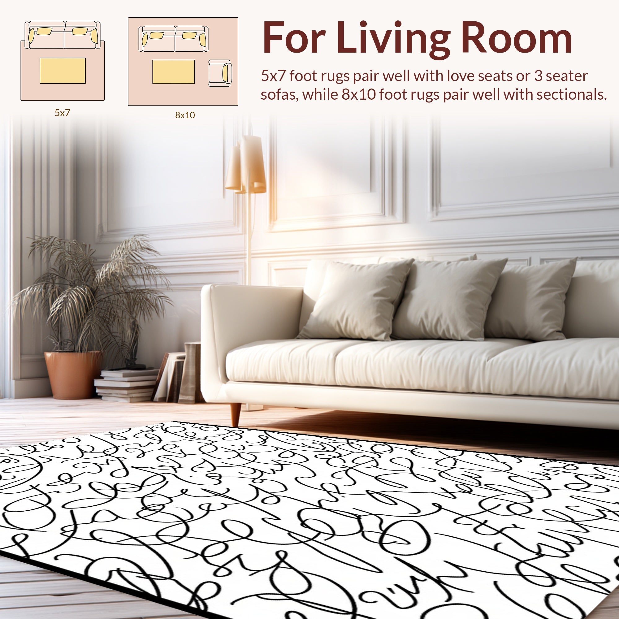 Abstract Script Pattern Design Rug