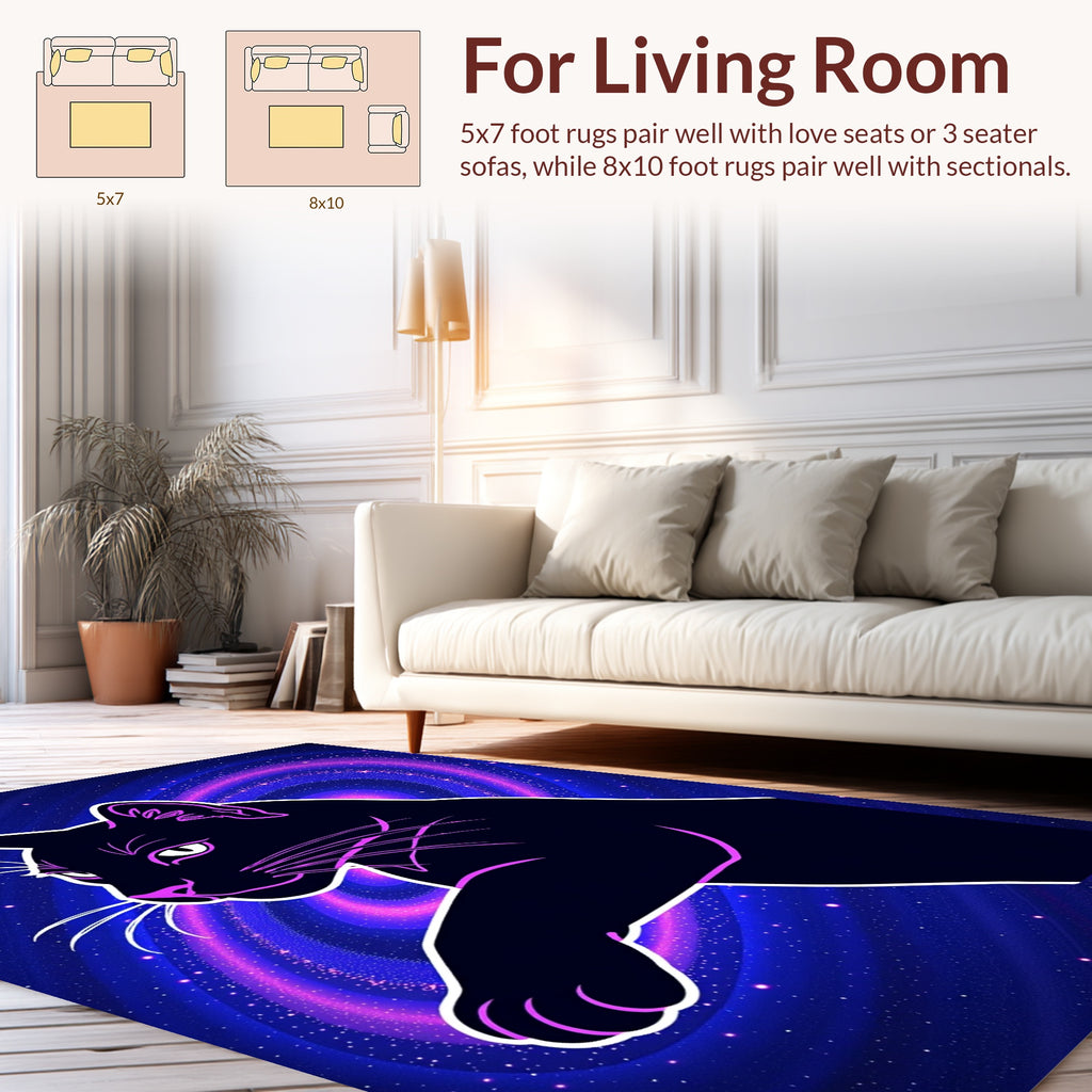 Cosmic Cat Galaxy Print Design Rug