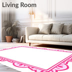 Pink Scalloped Floral Design Rug