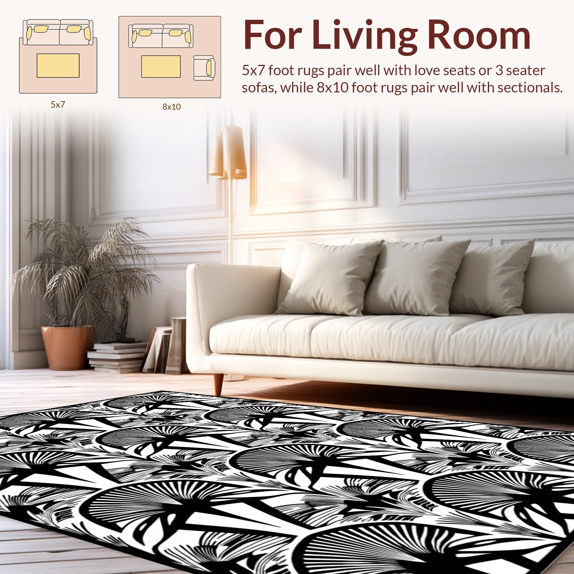 Art Deco Fanburst Geometric Pattern Rug