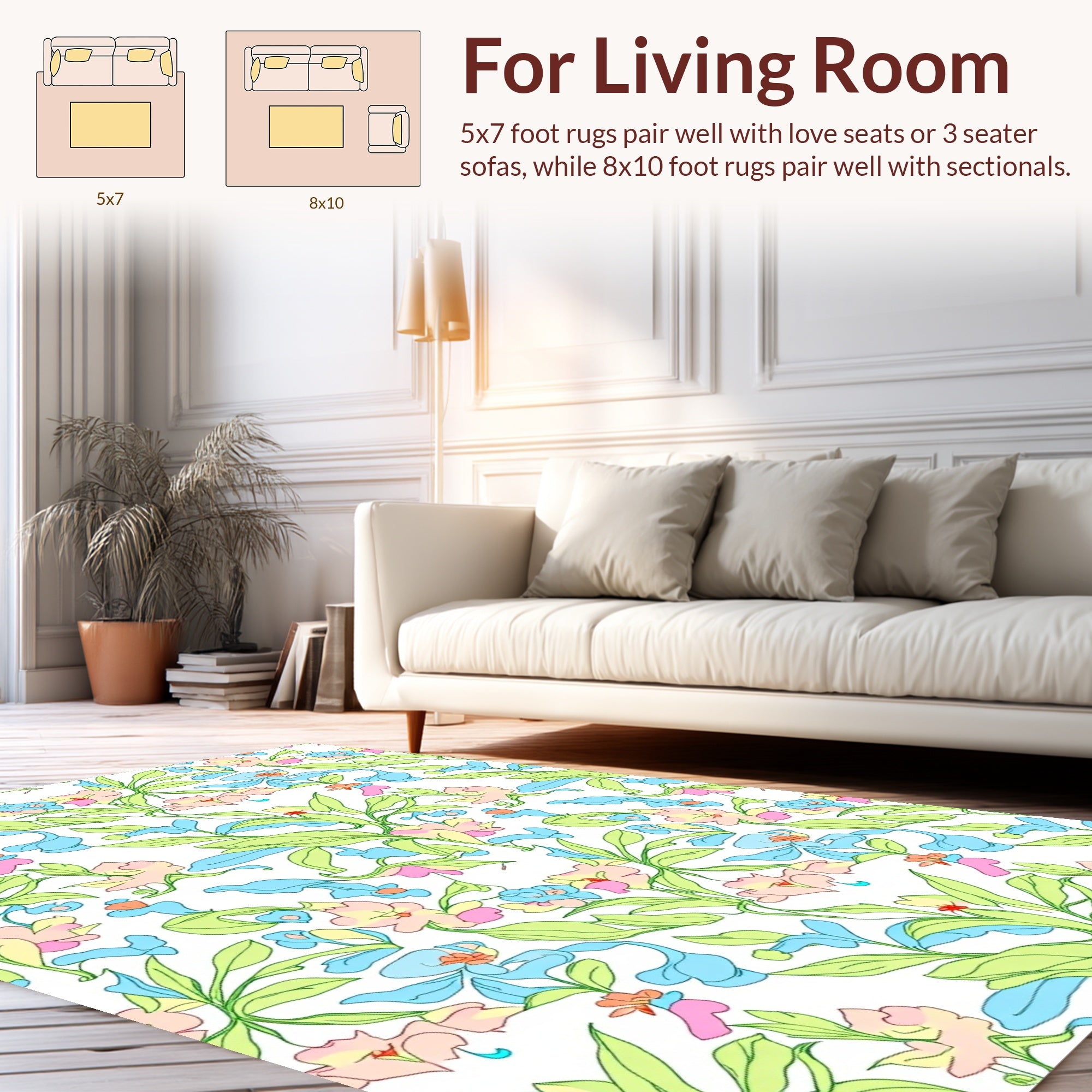 Pastel Floral Garden Nature Design Rug