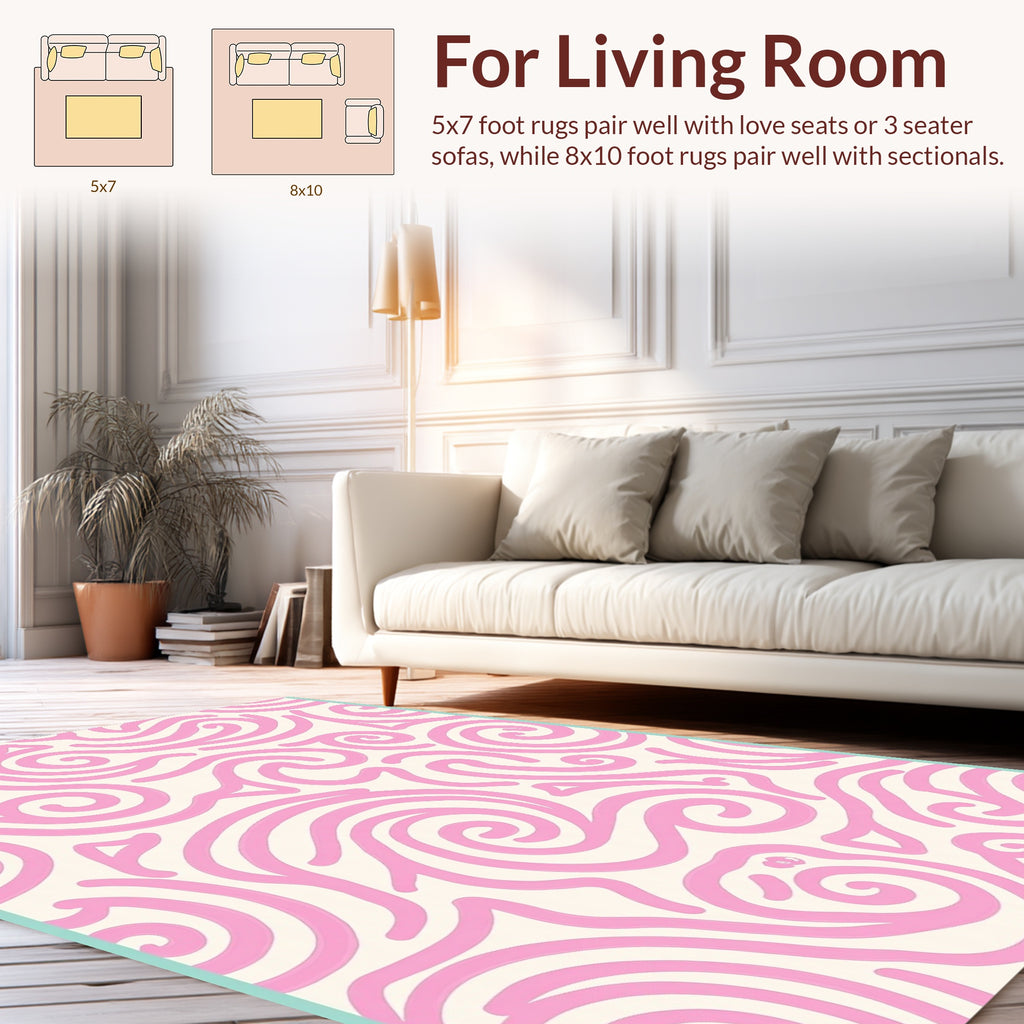 Pink Swirls Abstract Pattern Rug
