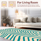 Abstract Teal Stripe Pattern Rug