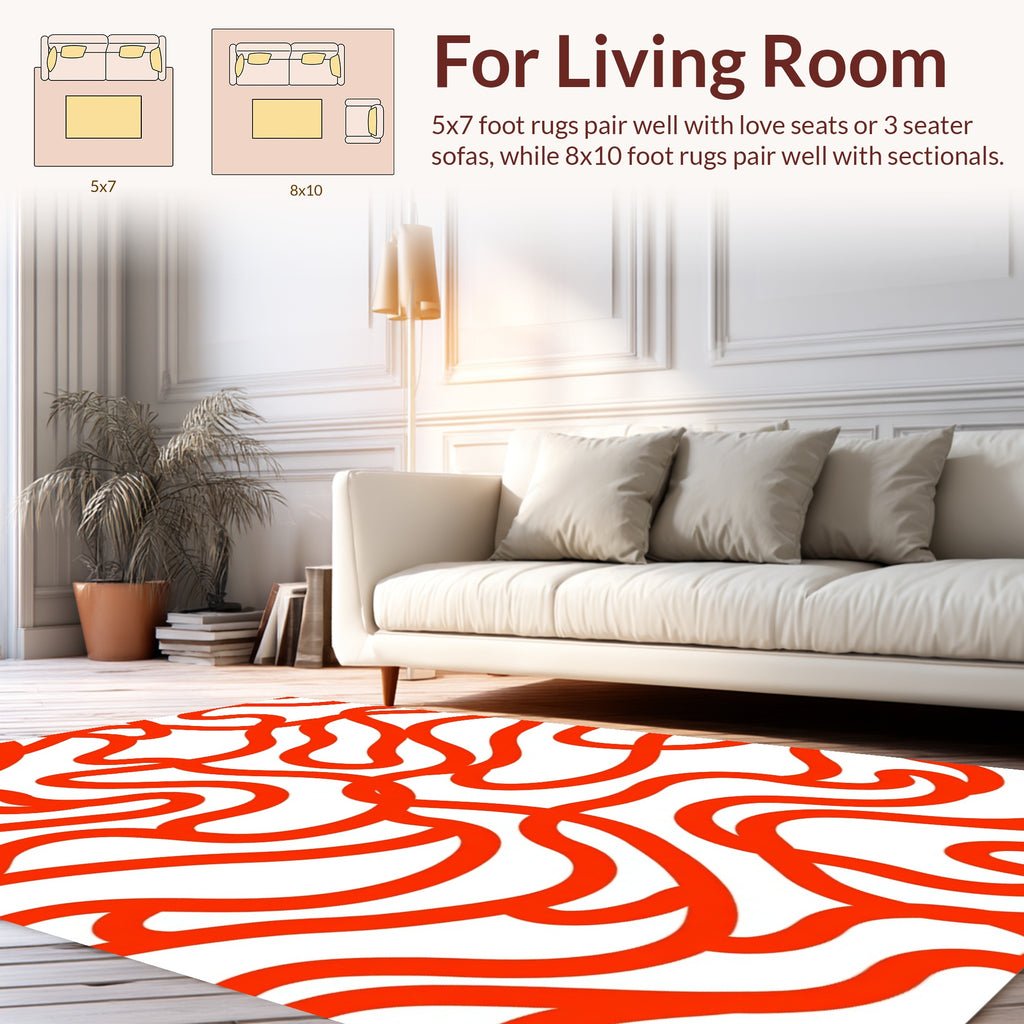 Bold Orange Wavy Line Pattern Rug
