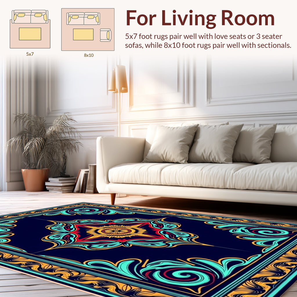 Bold Floral Scrollwork Design Rug