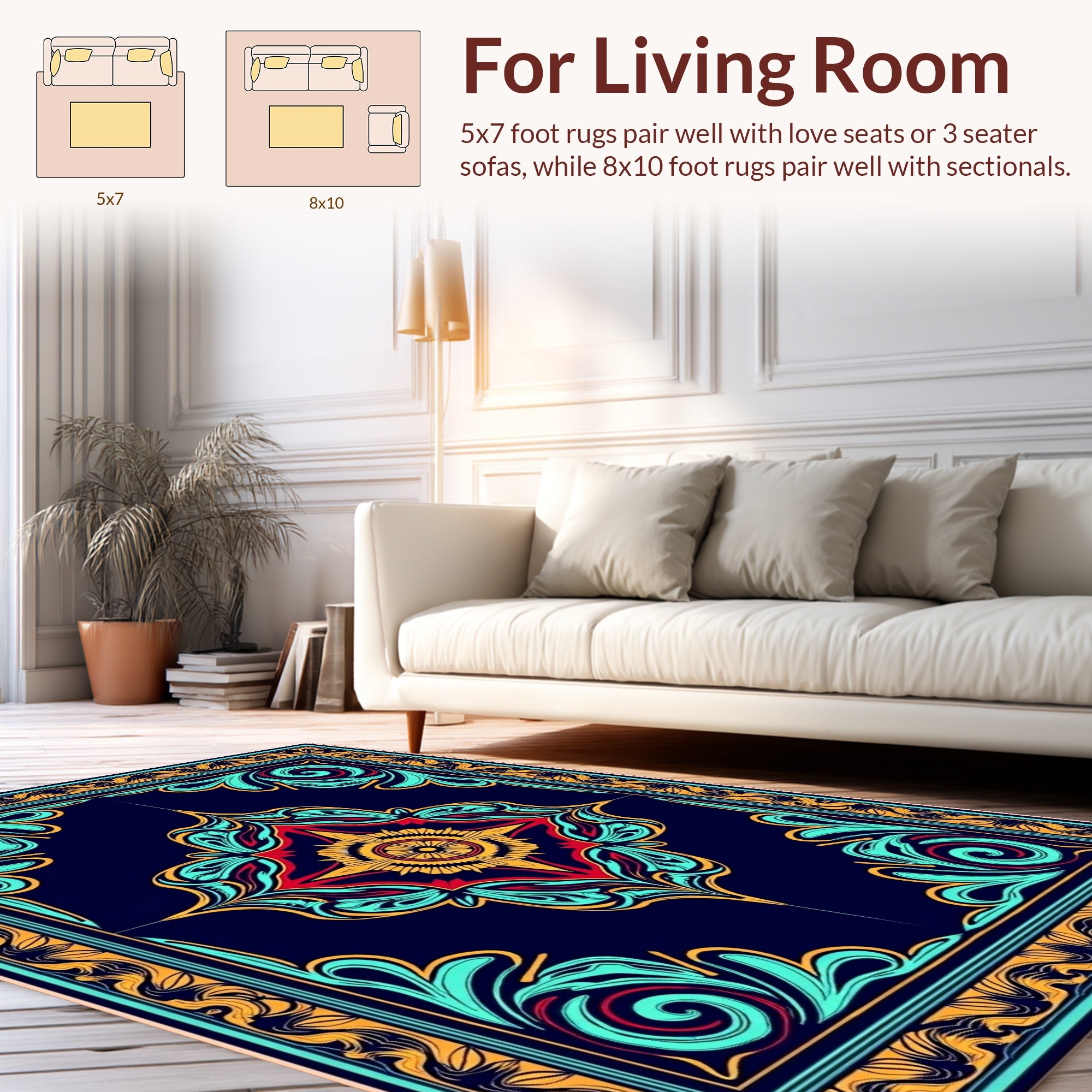 Bold Floral Scrollwork Design Rug