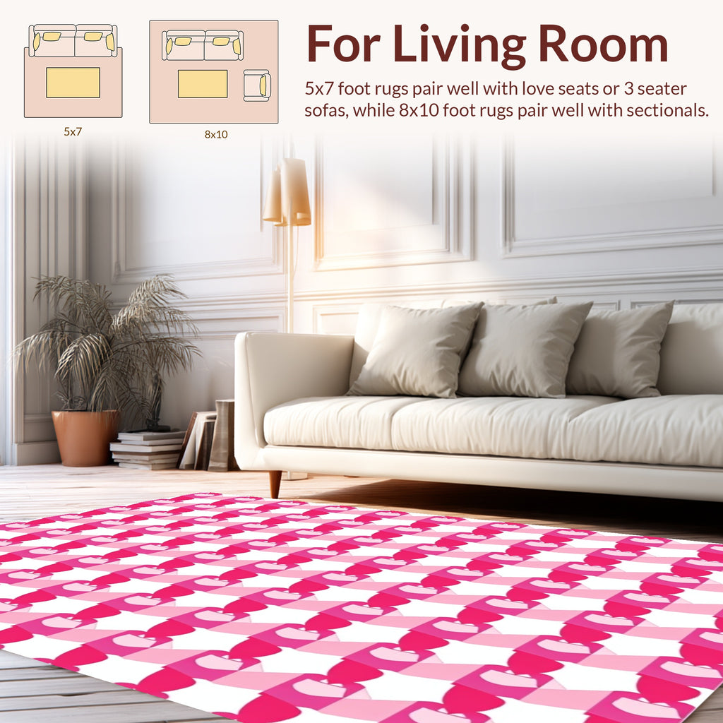 Pink Geometric Abstract Pattern Rug