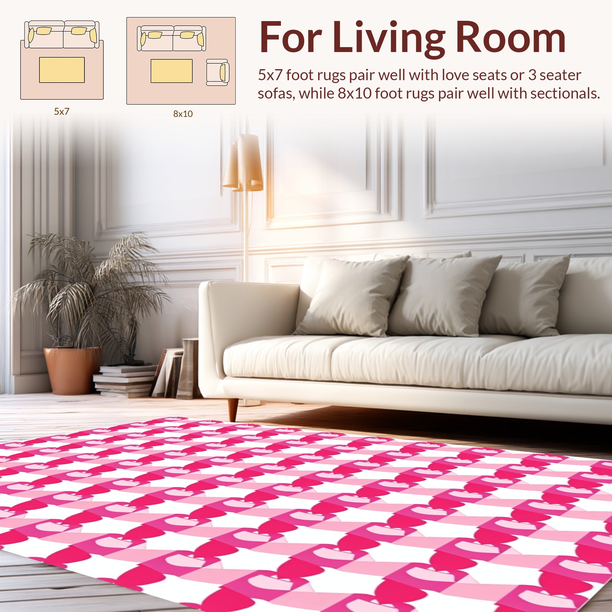 Pink Geometric Abstract Pattern Rug