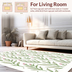 Delicate Green Leaf Pink Bud Pattern Rug