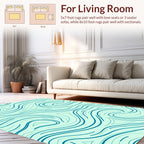 Aqua Wavy Flowing Lines Design Rug