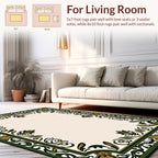 Intricate Green Gold Floral Filigree Rug