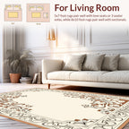 Elegant Scrollwork Floral Border Design Rug