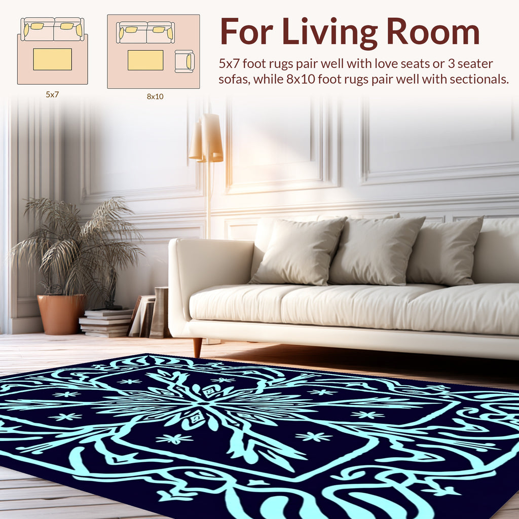 Ornate Abstract Nordic Floral Pattern Rug