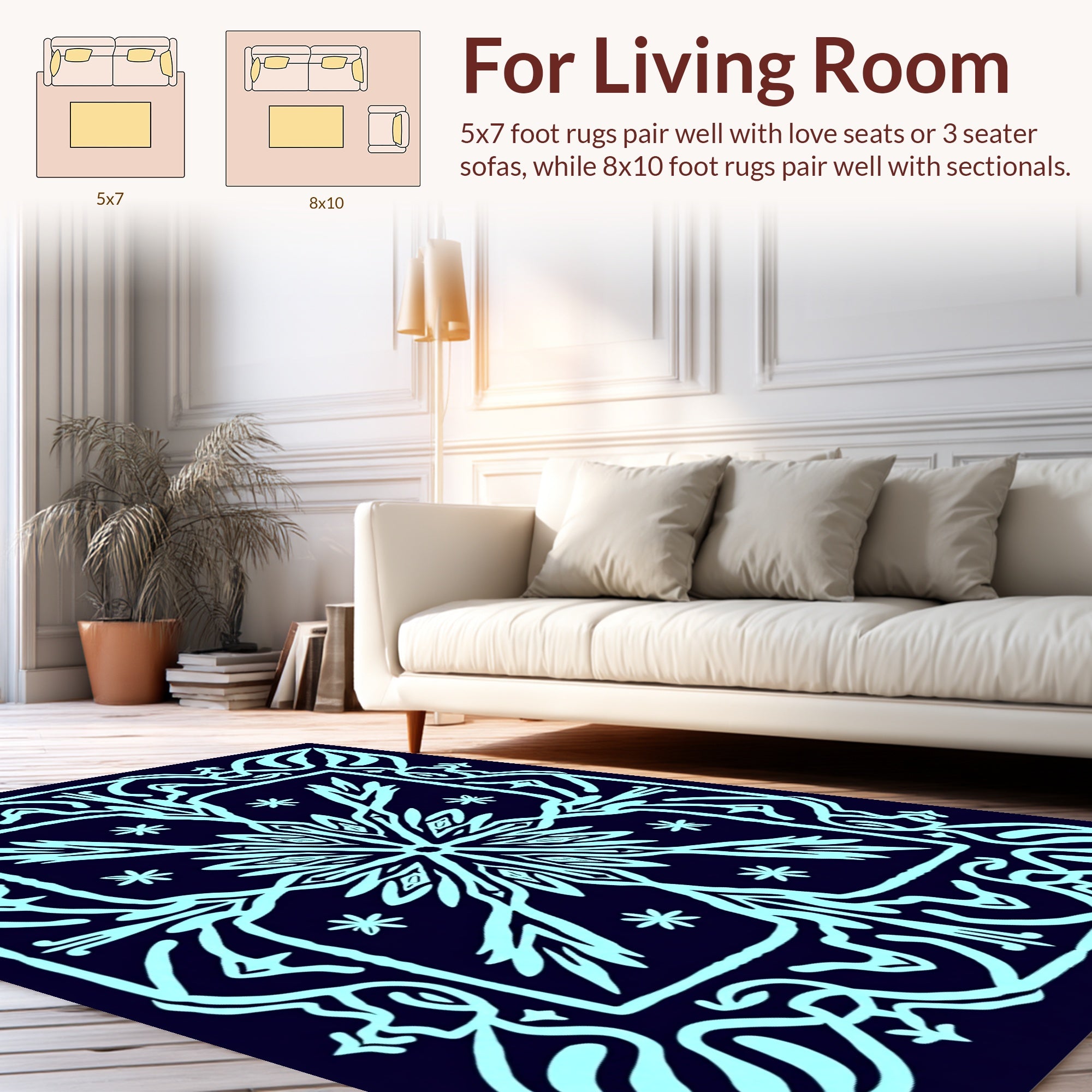 Ornate Abstract Nordic Floral Pattern Rug