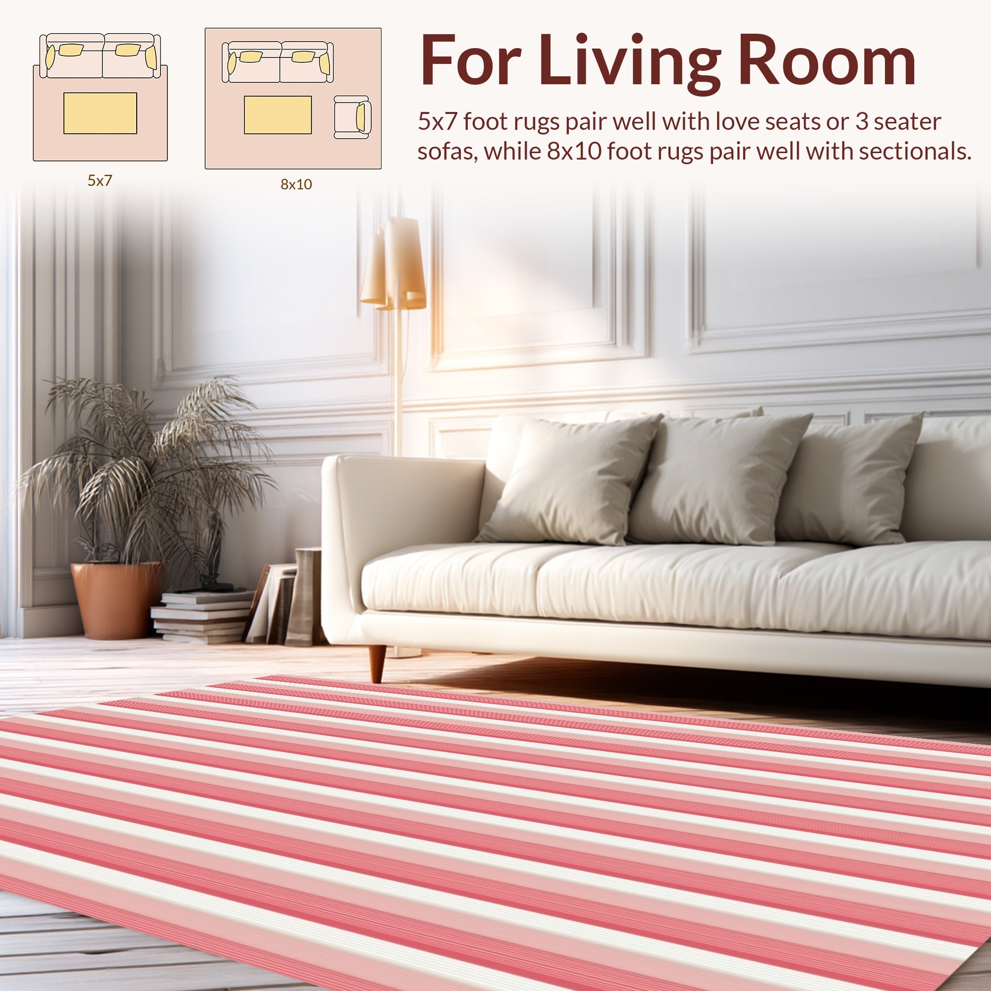 Classic Pink Striped Gentle Rug