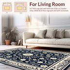 Classic Floral Scrollwork Navy Rug