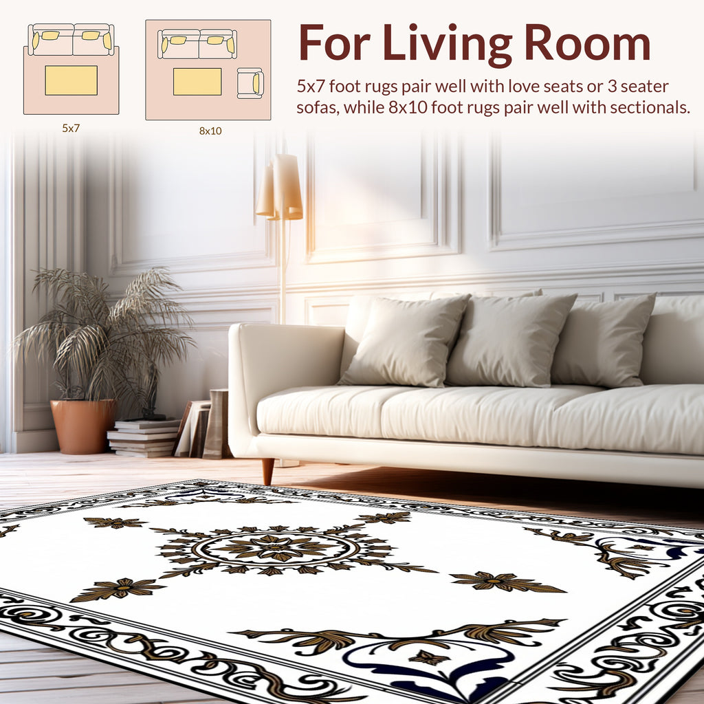 Classic Floral Border With Central Medallion Rug