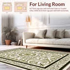 Green Floral Scrollwork Classic Design Rug