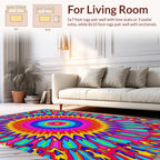 Vibrant Psychedelic Starburst Mandala Rug
