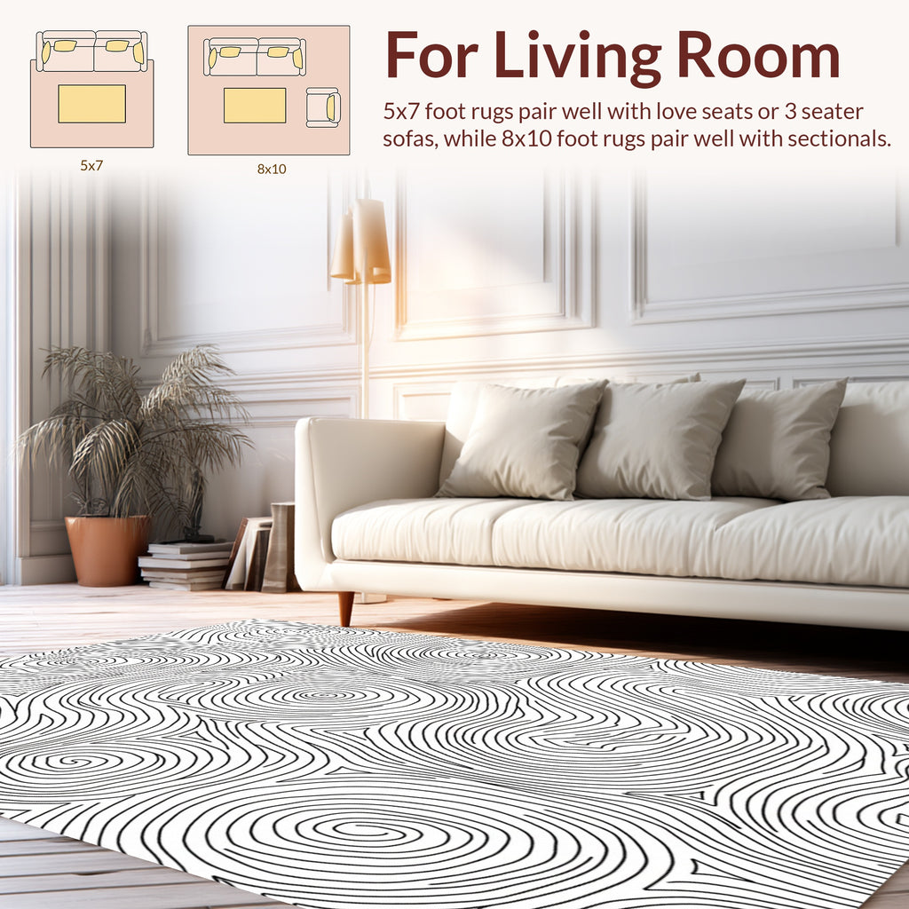 Abstract Swirl Line Art Design Rug