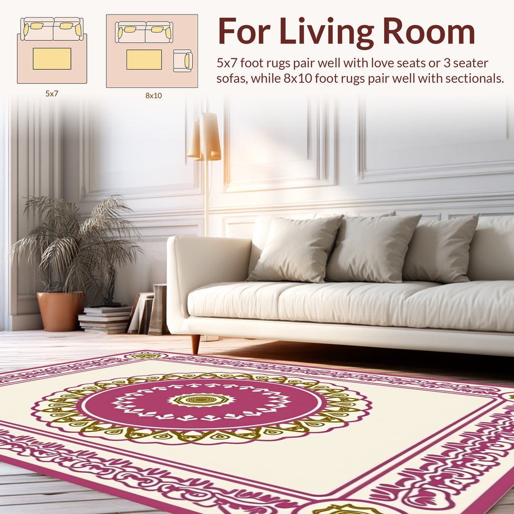 Ornate Geometric Mandala Style Design Rug