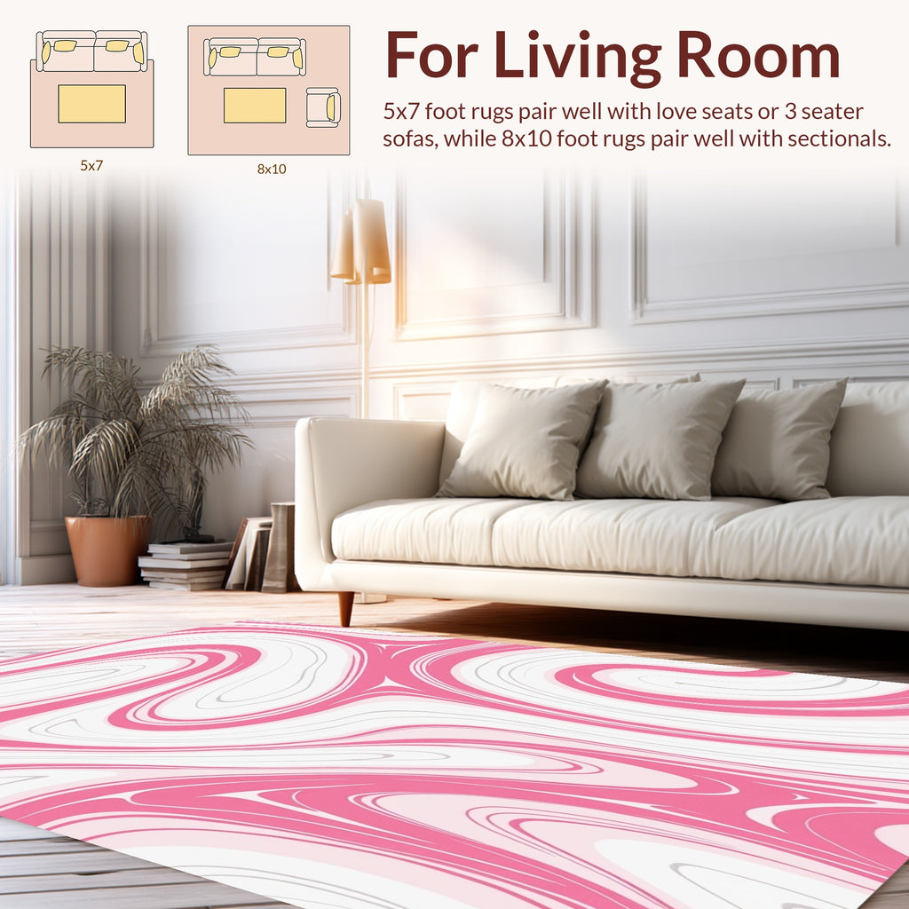 Pink Swirl Marbling Abstract Rug