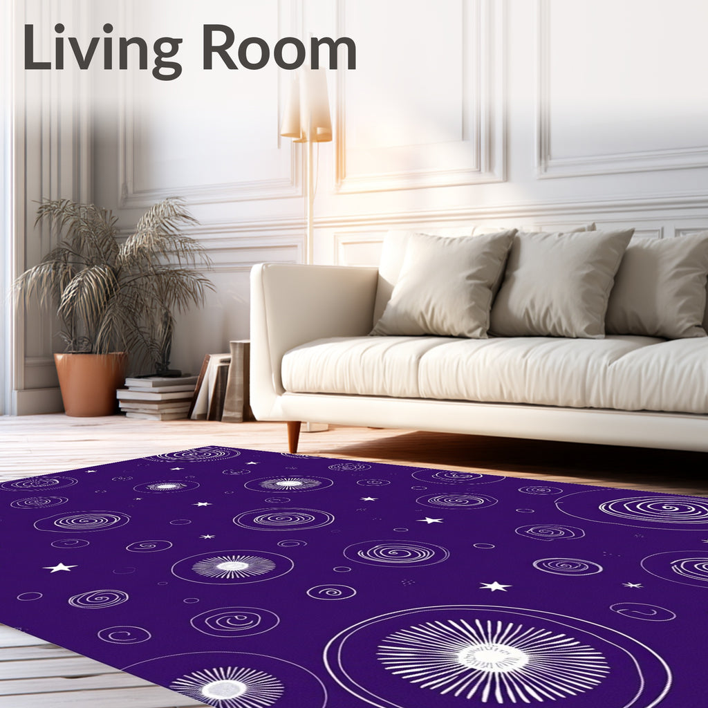 Cosmic Circles and Star Pattern Rug