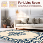 Classic Blue Floral Medallion Ornamental Rug