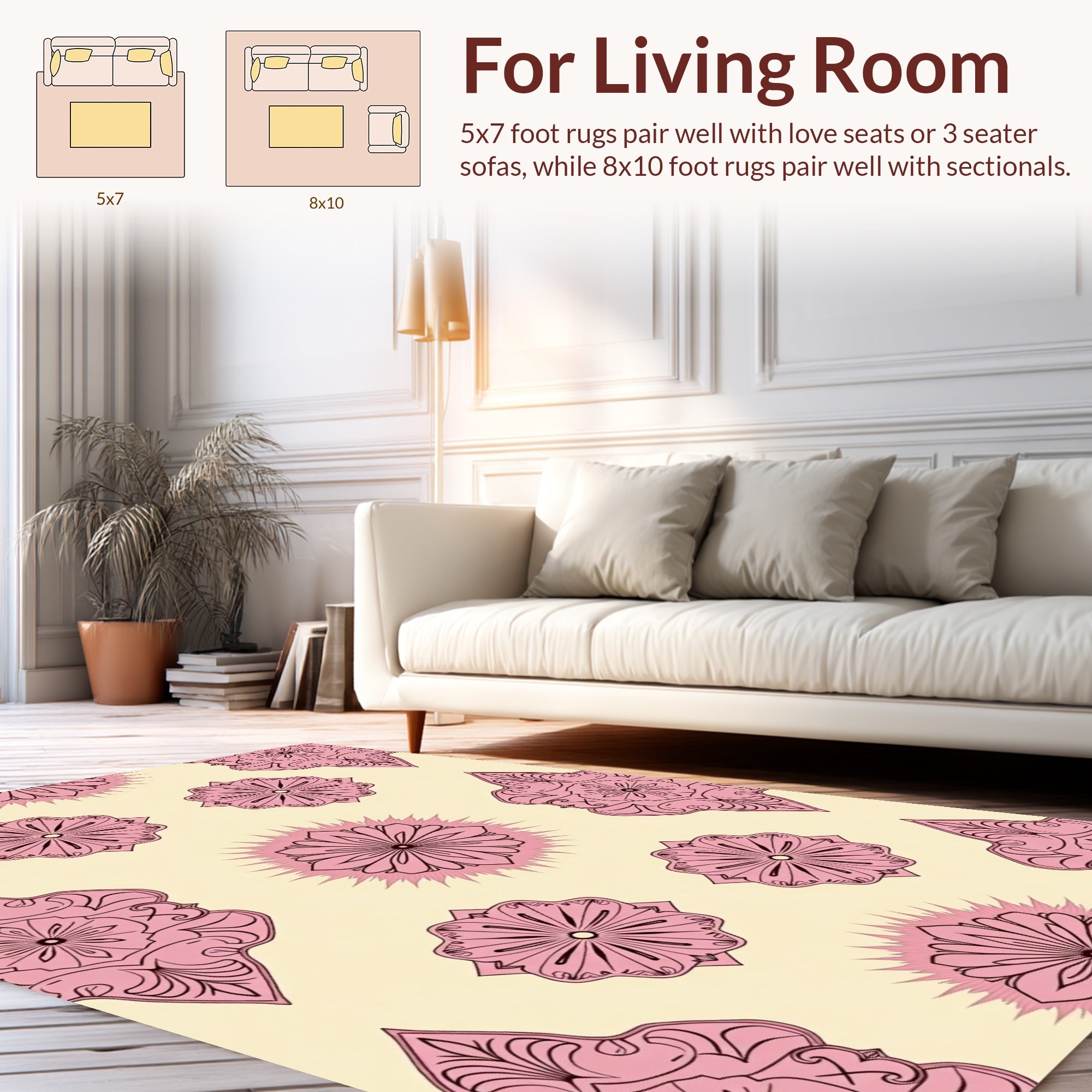 Pink Floral Mandala Pattern Design Rug