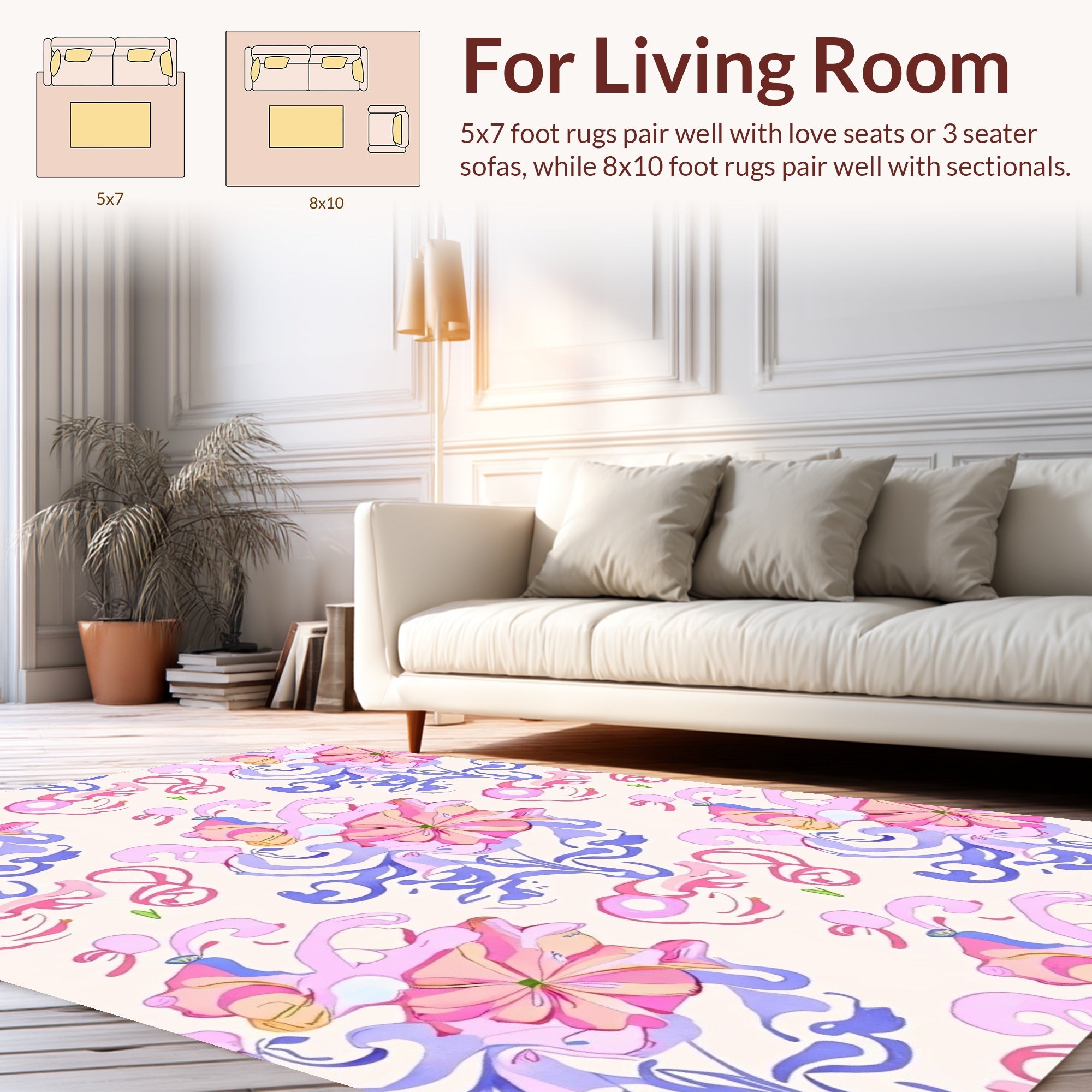 Whimsical Floral Swirls Pastel Rug