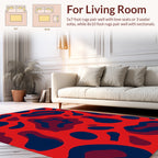 Bold Red Blue Abstract Flow Rug