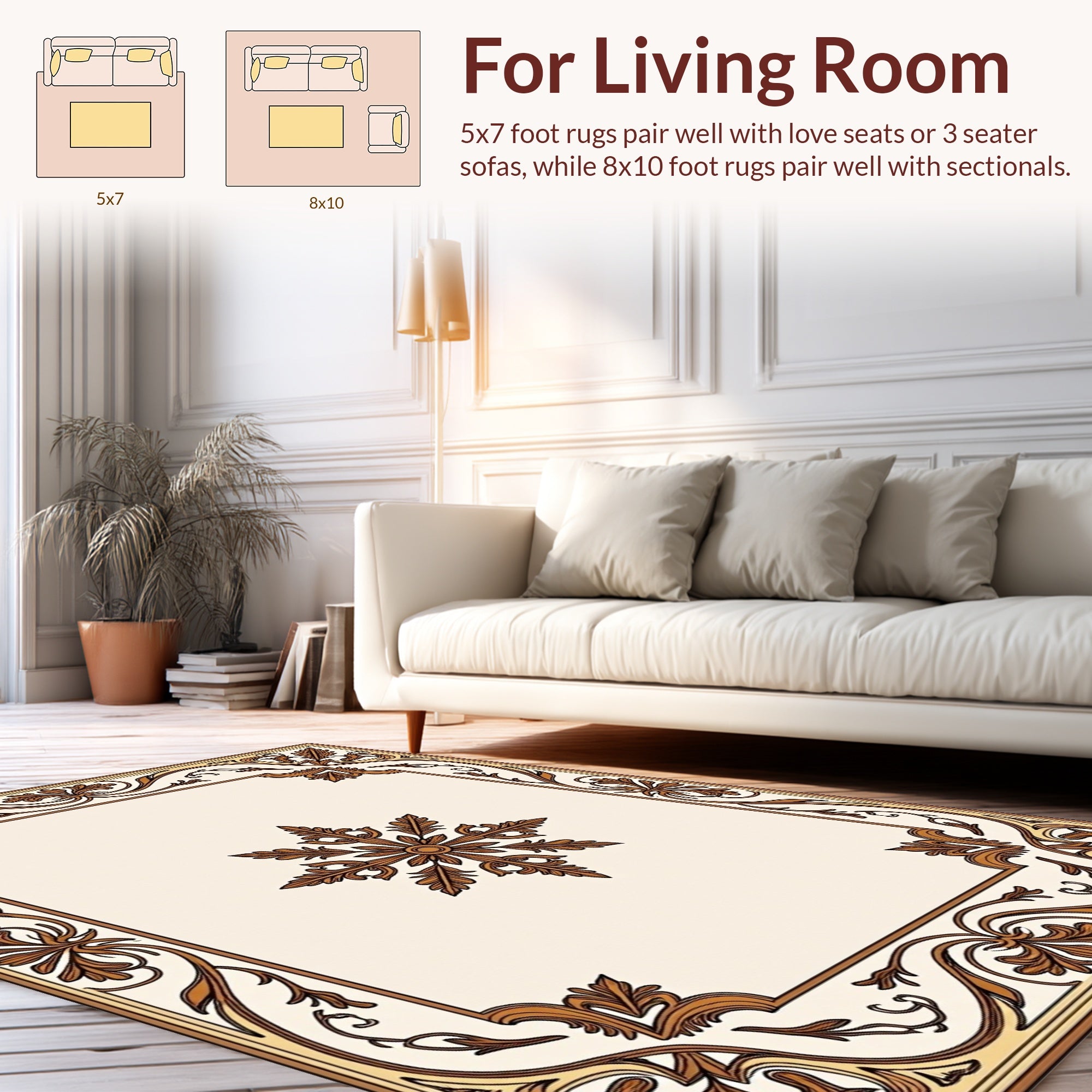 Ornate Floral Medallion Frame Design Rug
