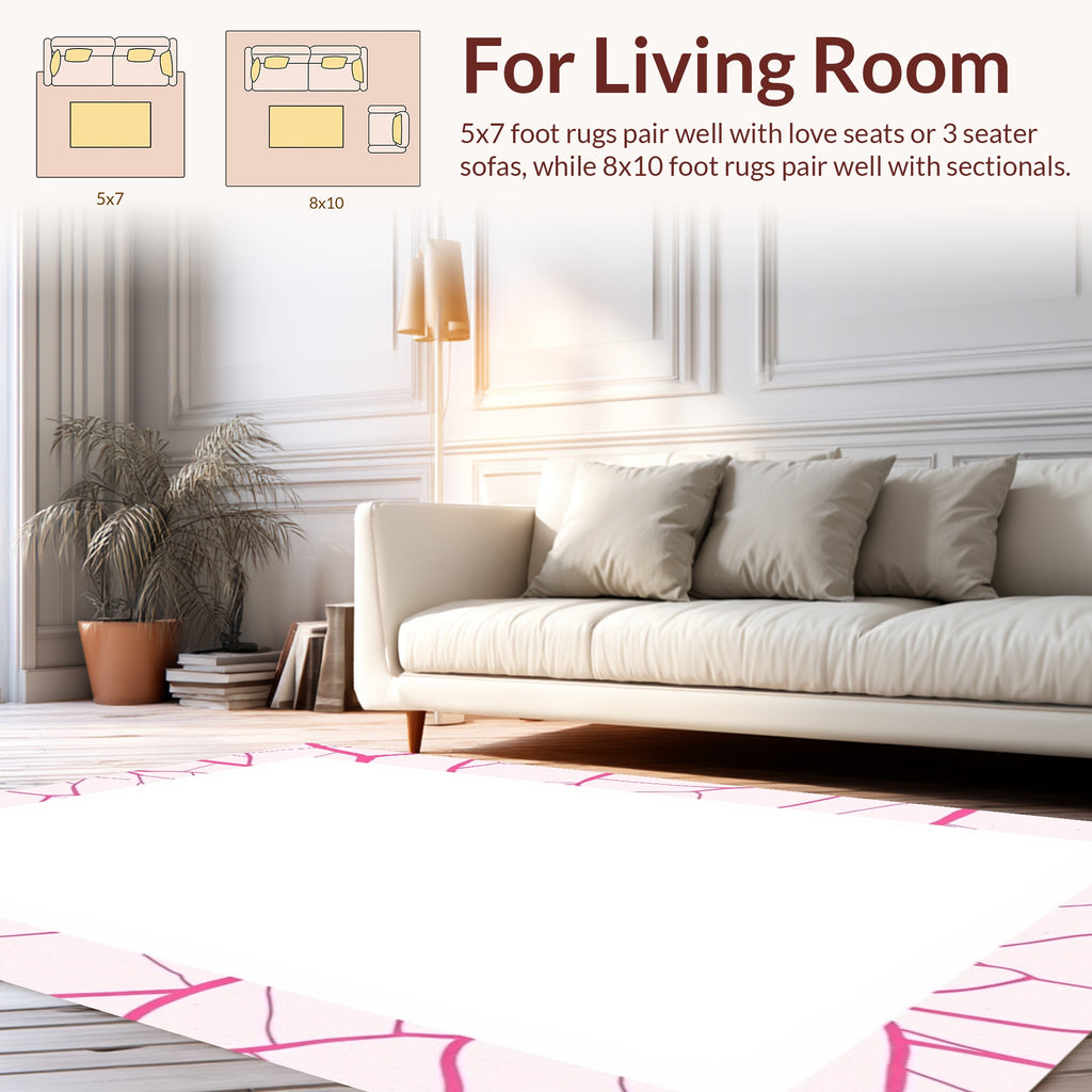 Pink Cracked Abstract Pattern Rug