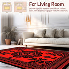 Bold Red Black Floral Ornamental Rug
