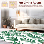 Earthy Green Leaf Pattern Rug