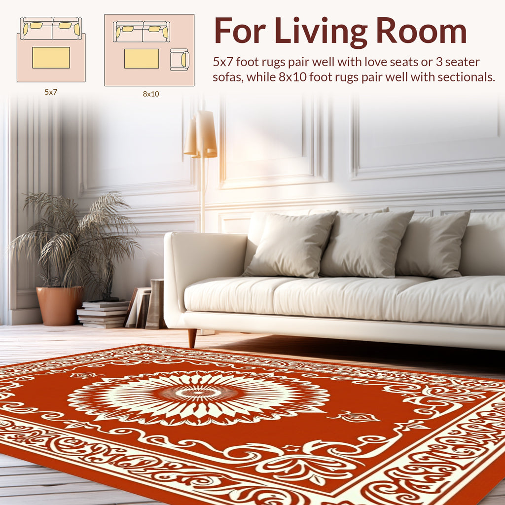 Rustic Floral Medallion With Border Design Rug