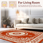 Rustic Floral Medallion With Border Design Rug