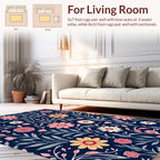 Vintage Floral Pattern On Navy Background Rug