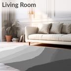 Monochromatic Misty Mountain Range Landscape Rug