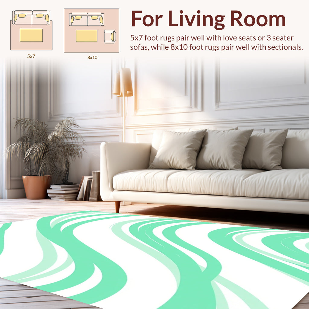 Flowing Aqua Abstract Waves Rug