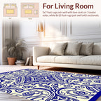 Classic Blue Floral Motif Pattern Rug